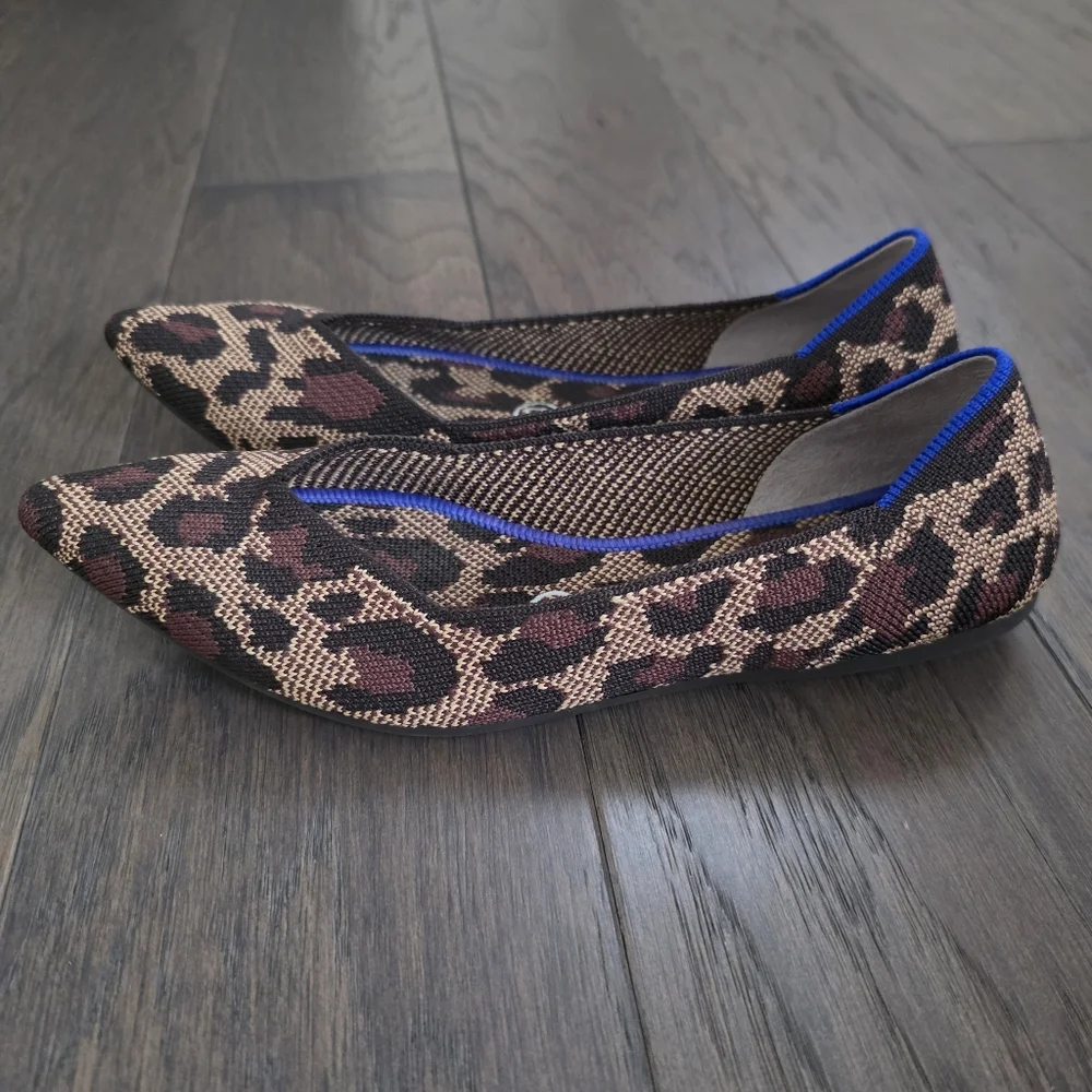 Rothy’s The Point Flats In Retired Wildcat Leopard Print Shoes Size 7